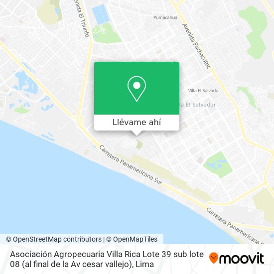 Mapa de Asociación Agropecuaria Villa Rica Lote 39 sub   lote 08 (al final de la Av  cesar vallejo)