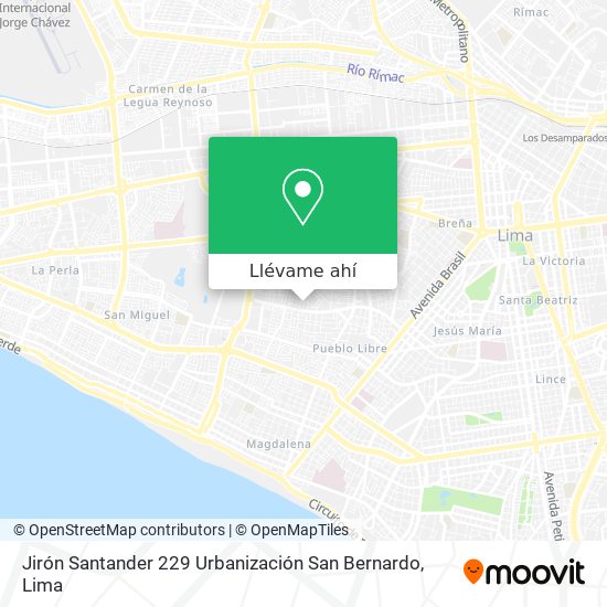 Mapa de Jirón Santander 229  Urbanización San Bernardo
