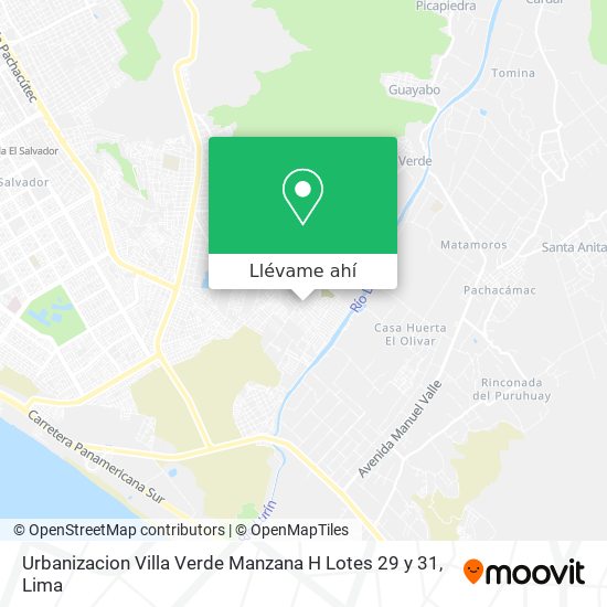 Mapa de Urbanizacion Villa Verde  Manzana H  Lotes 29 y 31