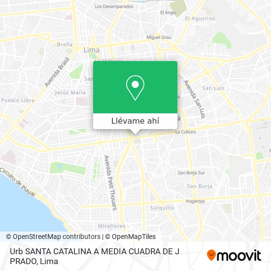 Mapa de Urb  SANTA CATALINA A MEDIA CUADRA DE J  PRADO