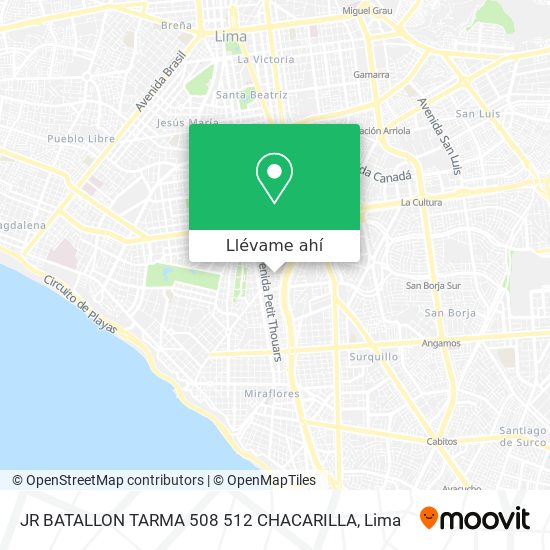 Mapa de JR  BATALLON TARMA 508  512 CHACARILLA