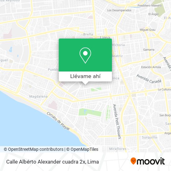 Mapa de Calle Albérto Alexander cuadra 2x