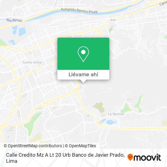 Mapa de Calle Credito Mz A Lt 20 Urb  Banco de Javier Prado