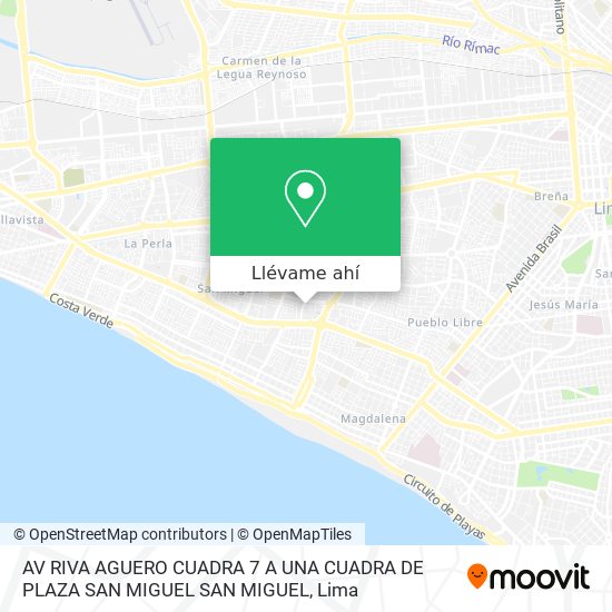 Mapa de AV  RIVA AGUERO CUADRA 7 A UNA CUADRA DE PLAZA SAN MIGUEL   SAN MIGUEL