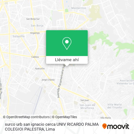 Mapa de surco urb san ignacio cerca UNIV RICARDO PALMA  COLEGIOI PALESTRA