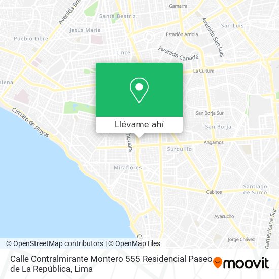 Mapa de Calle Contralmirante Montero 555 Residencial Paseo de La República