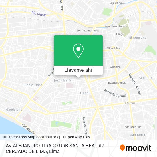 Mapa de AV  ALEJANDRO TIRADO  URB  SANTA BEATRIZ CERCADO DE LIMA