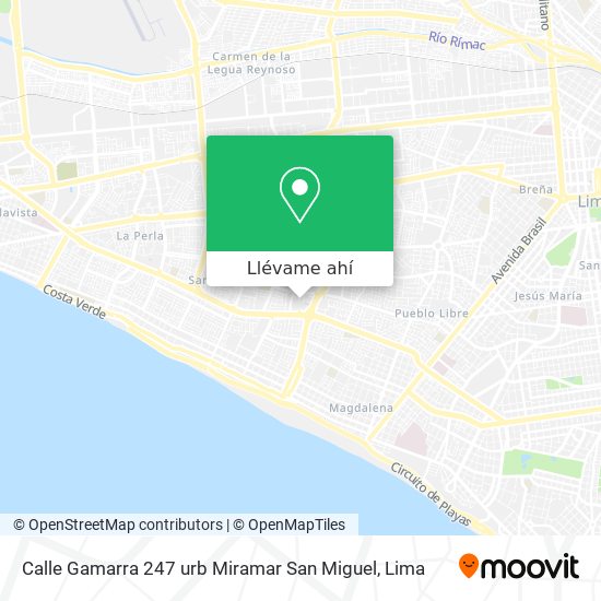Mapa de Calle Gamarra 247 urb Miramar San Miguel
