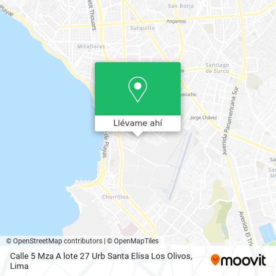 Mapa de Calle 5 Mza  A lote 27 Urb  Santa Elisa Los Olivos