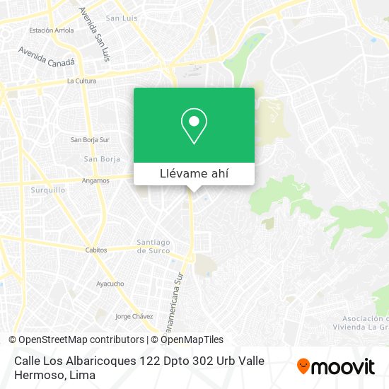 Mapa de Calle Los Albaricoques  122 Dpto  302 Urb  Valle Hermoso
