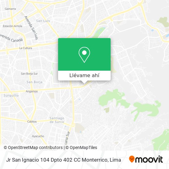 Mapa de Jr  San Ignacio 104 Dpto  402 CC  Monterrico