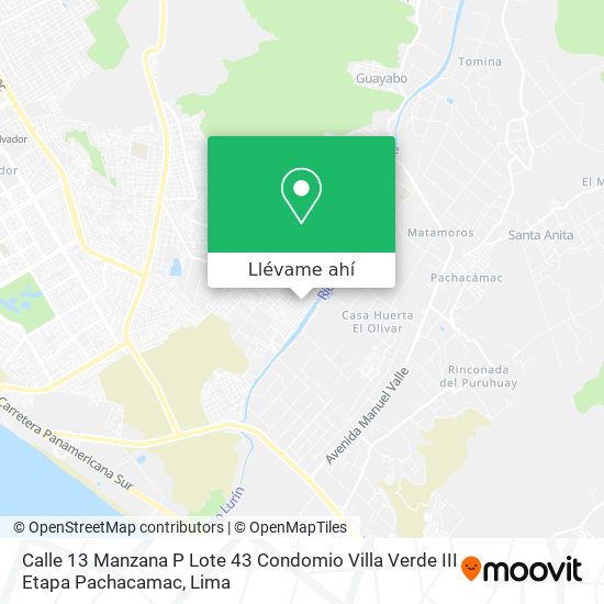 Mapa de Calle 13 Manzana P Lote 43 Condomio Villa Verde III Etapa   Pachacamac