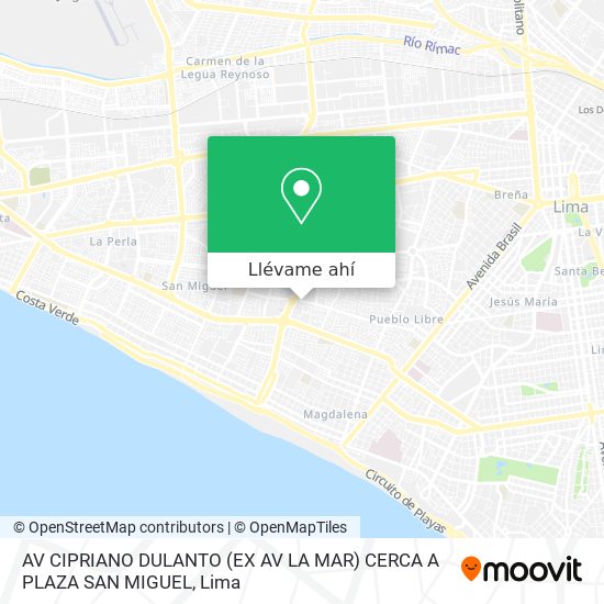 Mapa de AV CIPRIANO DULANTO (EX AV LA MAR)  CERCA A PLAZA SAN MIGUEL