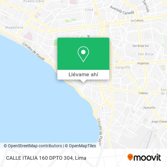 Mapa de CALLE ITALIA 160  DPTO 304