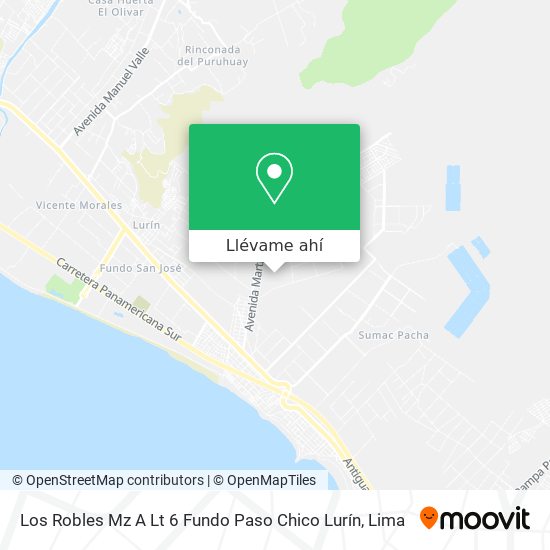 Mapa de Los Robles Mz  A Lt  6  Fundo Paso Chico  Lurín