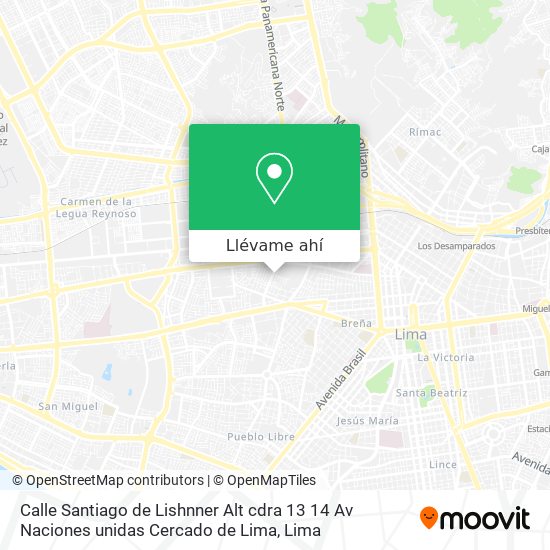 Mapa de Calle Santiago de Lishnner  Alt cdra 13 14 Av  Naciones unidas  Cercado de Lima