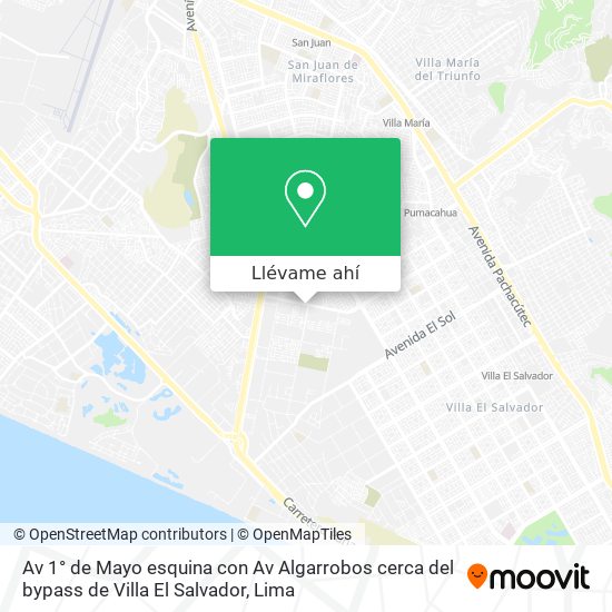 Mapa de Av  1° de Mayo esquina con Av  Algarrobos cerca del bypass de Villa El Salvador