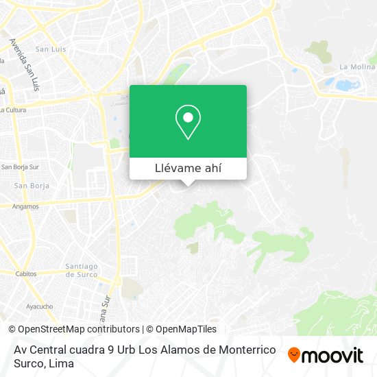 Mapa de Av  Central cuadra 9   Urb  Los Alamos de Monterrico   Surco