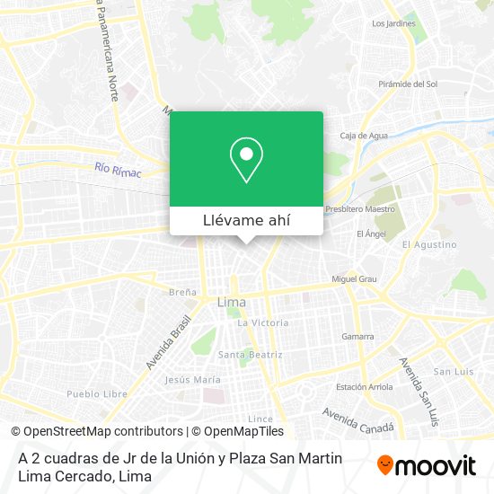 Mapa de A 2 cuadras de Jr  de la Unión y Plaza San Martin  Lima Cercado