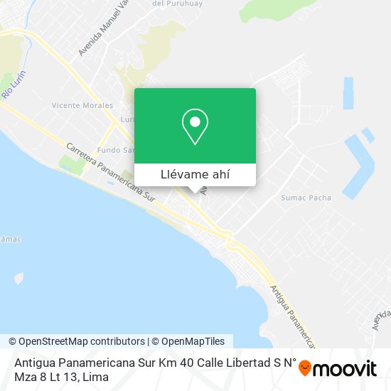 Mapa de Antigua Panamericana Sur  Km  40  Calle Libertad S N° Mza  8 Lt  13