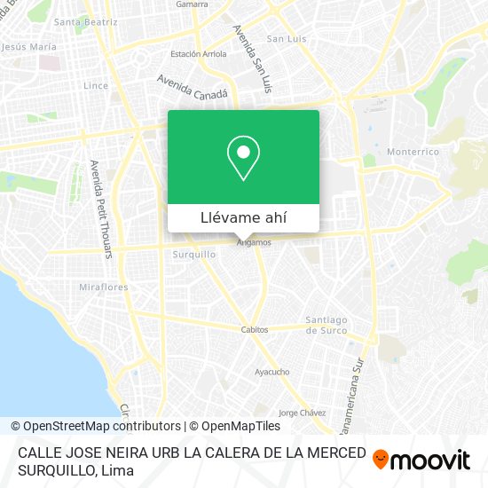 Mapa de CALLE JOSE NEIRA  URB  LA CALERA DE LA MERCED  SURQUILLO