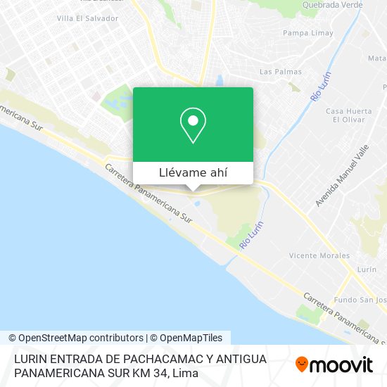 Mapa de LURIN  ENTRADA DE PACHACAMAC Y ANTIGUA PANAMERICANA SUR  KM 34