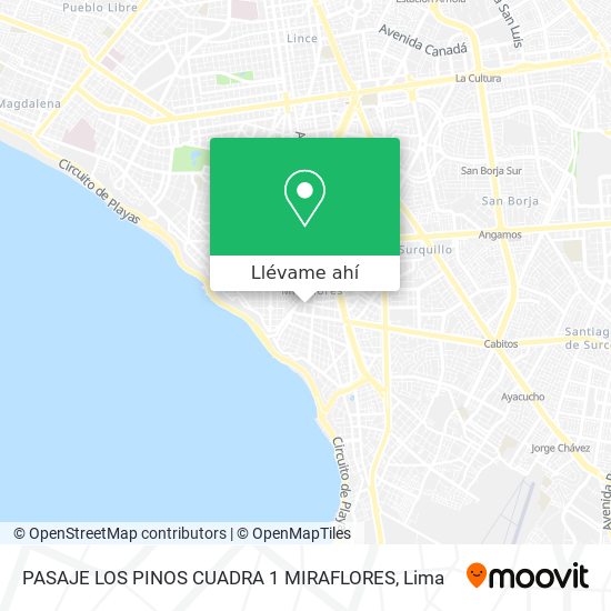 Mapa de PASAJE LOS PINOS CUADRA 1    MIRAFLORES