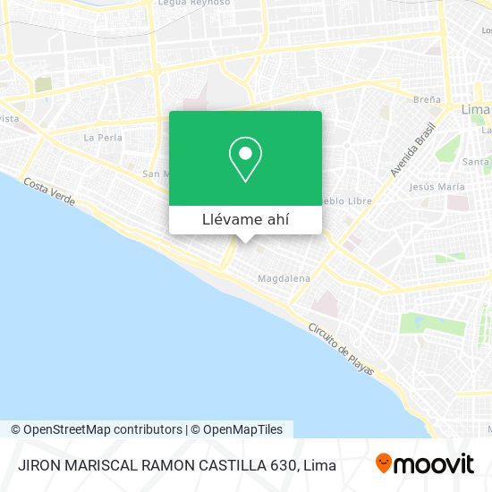 Mapa de JIRON MARISCAL RAMON CASTILLA 630