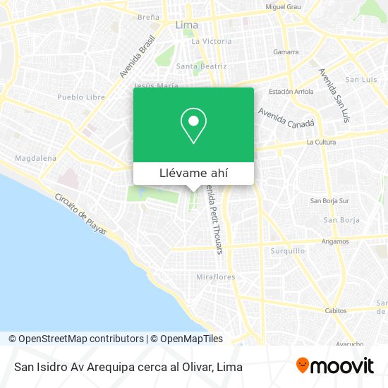 Mapa de San Isidro  Av  Arequipa  cerca al Olivar