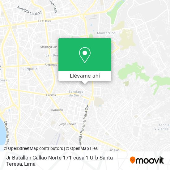 Mapa de Jr  Batallón Callao Norte 171 casa 1  Urb  Santa Teresa