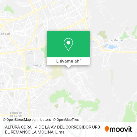 Mapa de ALTURA CDRA 14 DE LA AV DEL CORREGIDOR  URB EL REMANSO LA MOLINA
