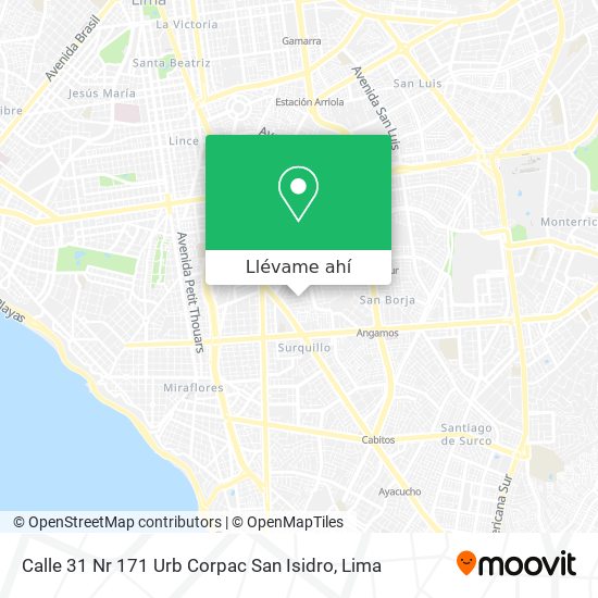 Mapa de Calle 31 Nr  171  Urb  Corpac  San Isidro