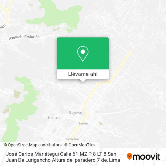 Mapa de José Carlos Mariátegui   Calle 61   MZ  P 8 LT 8   San Juan De Lurigancho  Altura del paradero 7 de