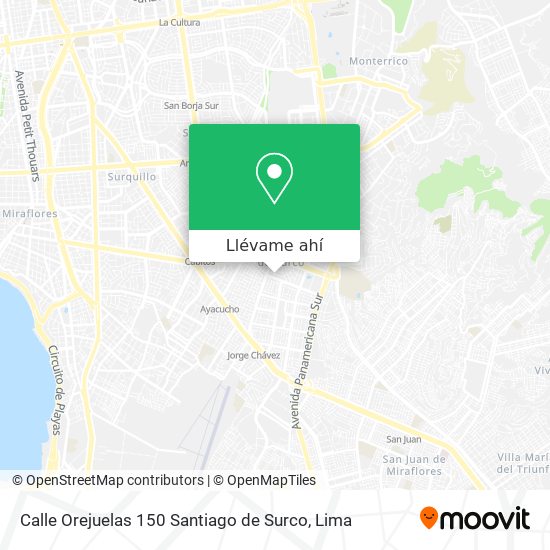 Mapa de Calle Orejuelas 150  Santiago de Surco