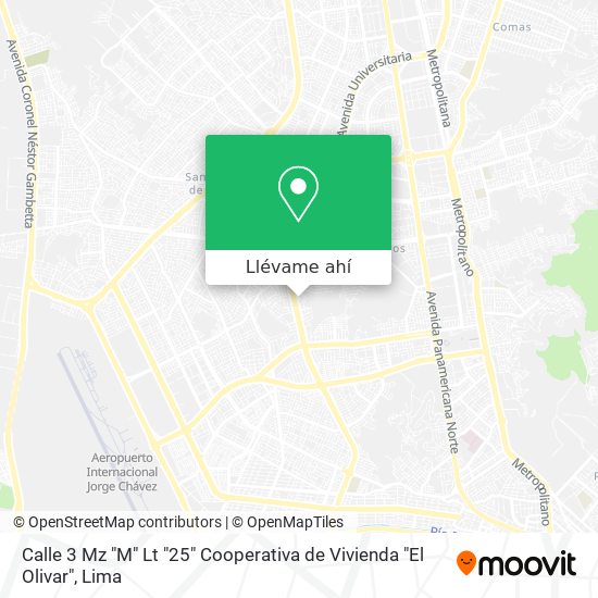 Mapa de Calle 3 Mz "M" Lt "25" Cooperativa de Vivienda "El Olivar"