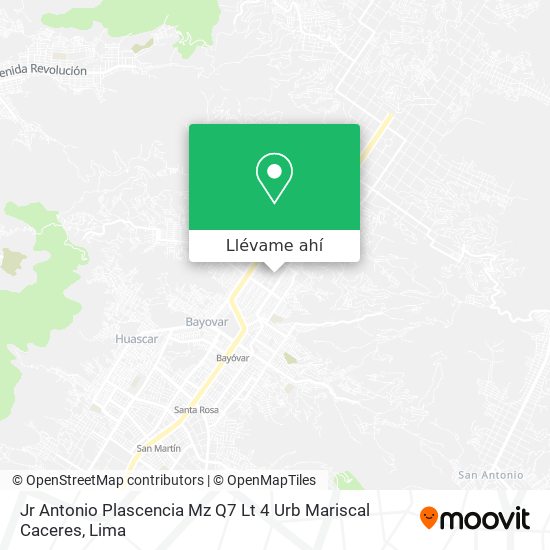 Mapa de Jr  Antonio Plascencia Mz  Q7 Lt 4 Urb  Mariscal Caceres