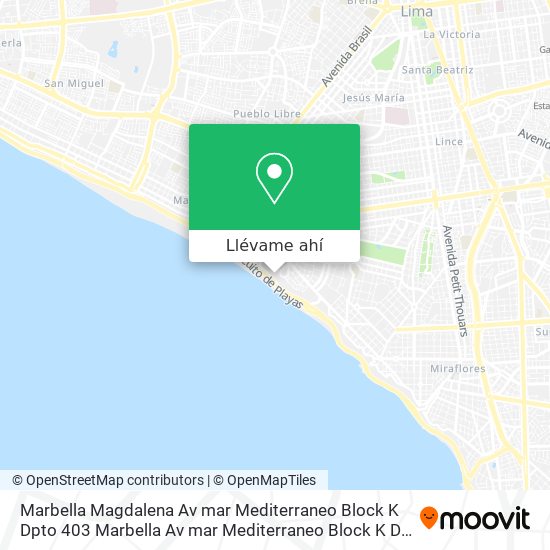 Mapa de Marbella  Magdalena  Av  mar Mediterraneo Block K Dpto 403 Marbella Av  mar Mediterraneo Block K Dp