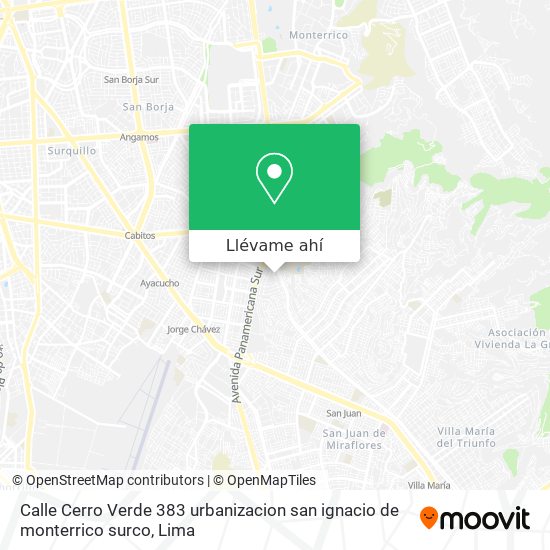 Mapa de Calle Cerro Verde 383 urbanizacion san ignacio de monterrico surco