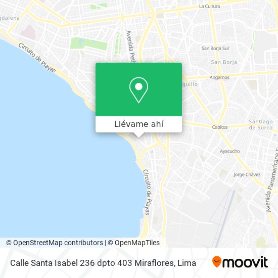 Mapa de Calle Santa Isabel 236 dpto 403 Miraflores