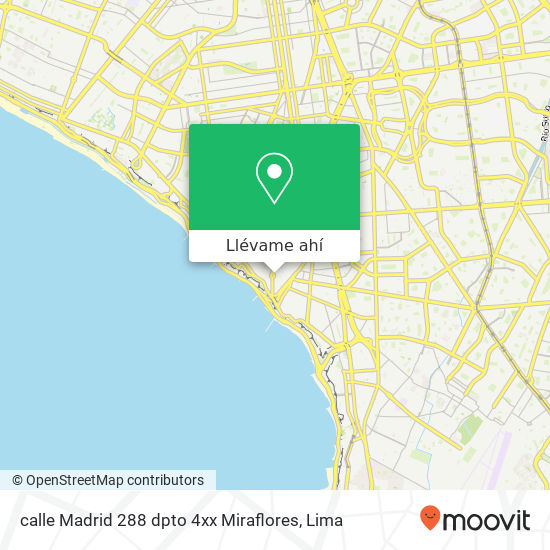 Mapa de calle Madrid 288  dpto 4xx  Miraflores