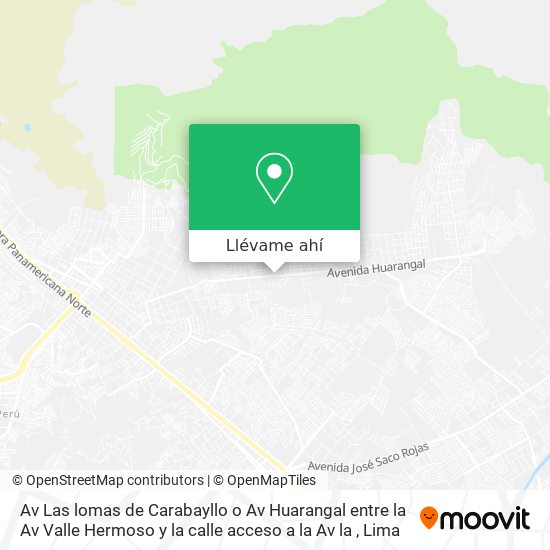 Mapa de Av Las lomas de Carabayllo o Av  Huarangal entre la Av Valle Hermoso y la  calle acceso a la Av la