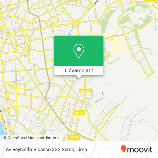 Mapa de Av  Reynaldo Vicanco 332 Surco