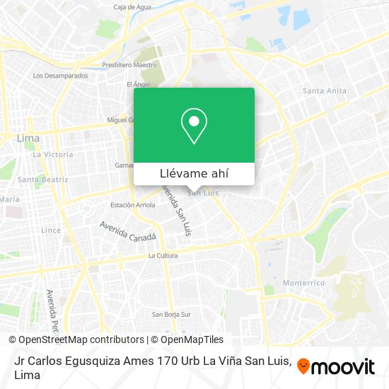 Mapa de Jr Carlos Egusquiza Ames 170 Urb La Viña San Luis