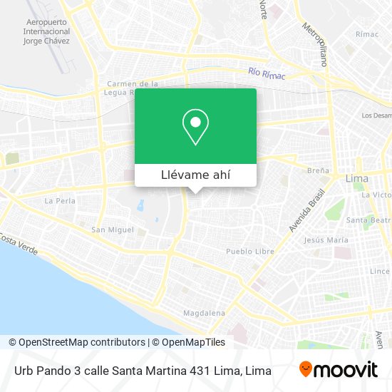 Mapa de Urb  Pando 3 calle Santa Martina 431 Lima