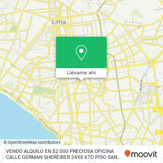 Mapa de VENDO   ALQUILO EN $2 000 PRECIOSA OFICINA CALLE GERMAN SHEREIBER 24X6 6TO PISO SAN ISIDRO