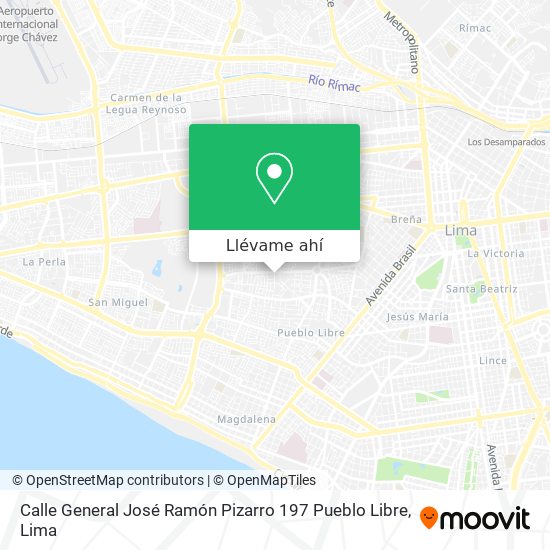 Mapa de Calle General José Ramón Pizarro 197 Pueblo Libre