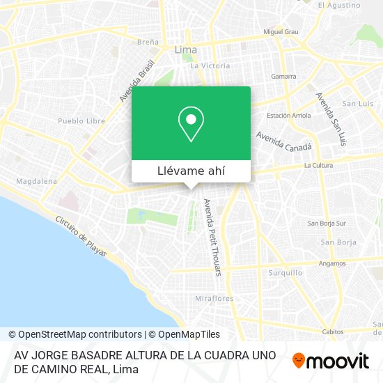 Mapa de AV  JORGE BASADRE ALTURA DE LA CUADRA UNO DE CAMINO REAL