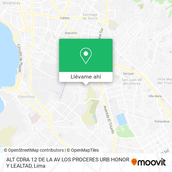 Mapa de ALT  CDRA 12 DE LA AV  LOS PROCERES  URB  HONOR Y LEALTAD