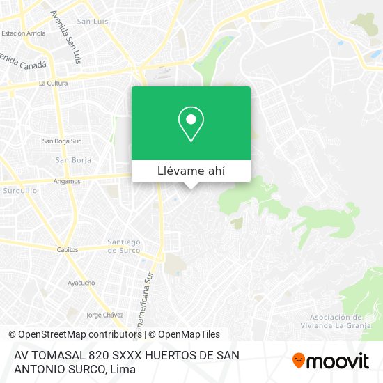 Mapa de AV  TOMASAL 820   SXXX   HUERTOS DE SAN ANTONIO   SURCO