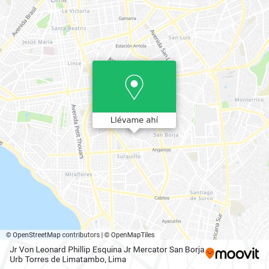Mapa de Jr Von Leonard Phillip Esquina Jr Mercator San Borja Urb Torres de Limatambo